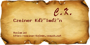Czeiner Kálmán névjegykártya